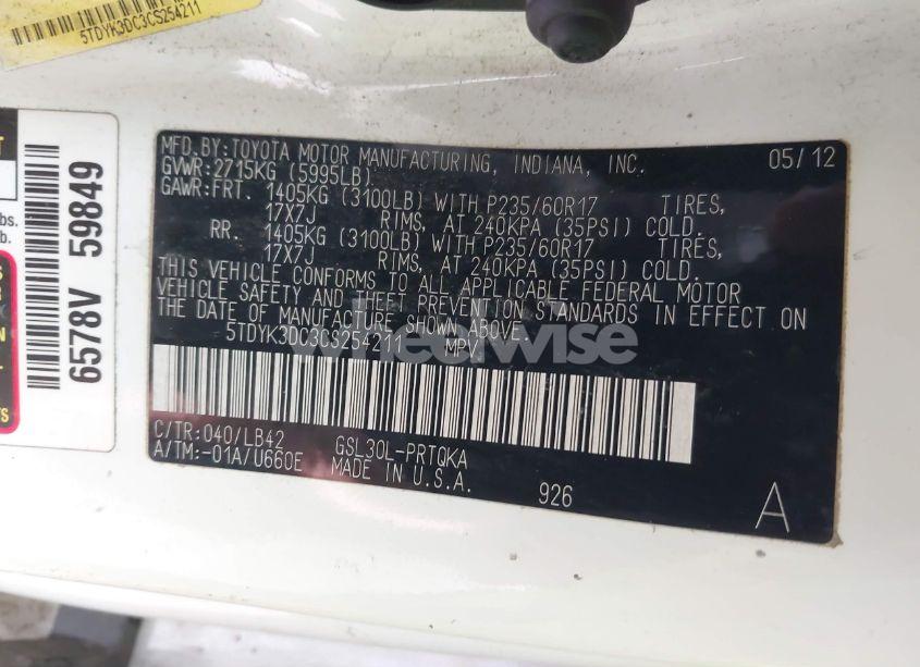 Photo 9 of 2012 Toyota Sienna XLE/LIMITED (VIN 5TDYK3DC3CS254211)