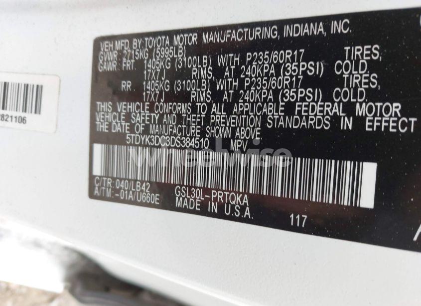 Photo 9 of 2013 Toyota Sienna XLE V6 8 PASSENGER (VIN 5TDYK3DC3DS384510)