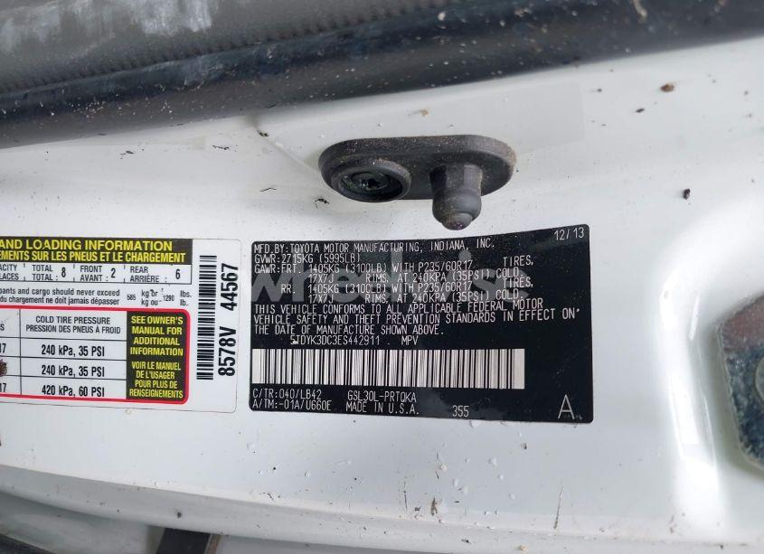 Photo 9 of 2014 Toyota Sienna XLE V6 8 PASSENGER (VIN 5TDYK3DC3ES442911)