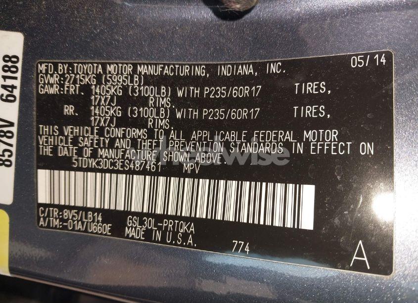 Photo 9 of 2014 Toyota Sienna XLE V6 8 PASSENGER (VIN 5TDYK3DC3ES487461)
