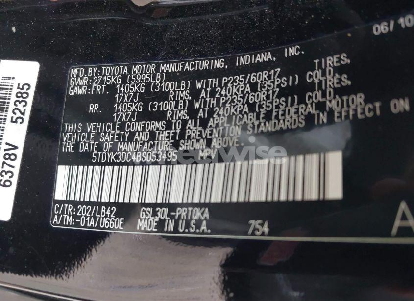 Photo 9 of 2011 Toyota Sienna XLE/LIMITED (VIN 5TDYK3DC4BS053495)