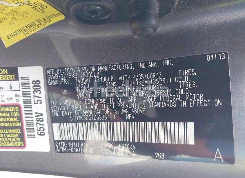 Photo 9 of 2013 Toyota Sienna XLE V6 8 PASSENGER (VIN 5TDYK3DC4DS335199)
