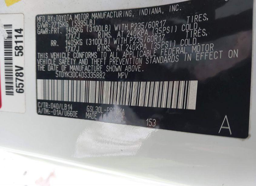 Photo 9 of 2013 Toyota Sienna XLE V6 8 PASSENGER (VIN 5TDYK3DC4DS335882)