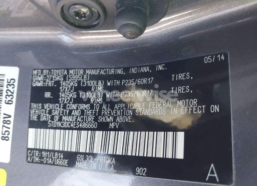 Photo 9 of 2014 Toyota Sienna XLE V6 8 PASSENGER (VIN 5TDYK3DC4ES486660)