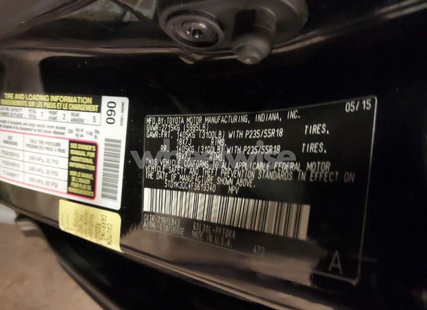 Photo 9 of 2015 Toyota Sienna LIMITED 7 PASSENGER/LIMITED PREMIUM 7 PASSENGER/XLE 7 PASSENGER/XLE 8 PASSENGER (VIN 5TDYK3DC4FS619340)