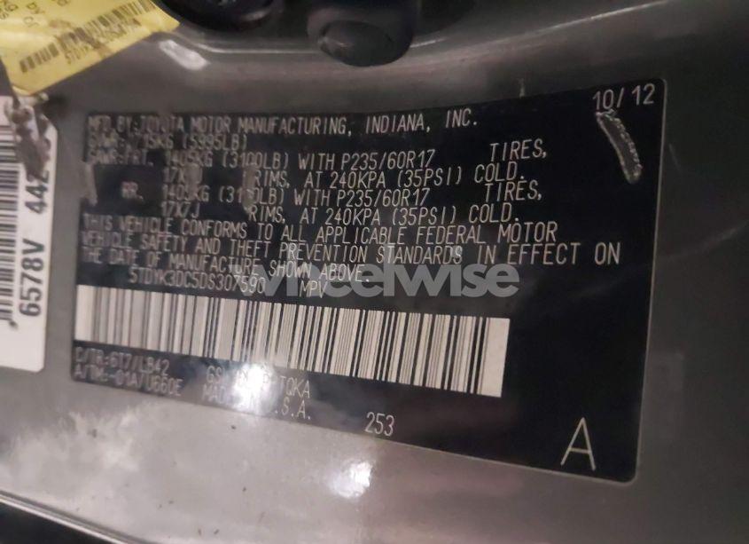 Photo 9 of 2013 Toyota Sienna XLE V6 8 PASSENGER (VIN 5TDYK3DC5DS307590)