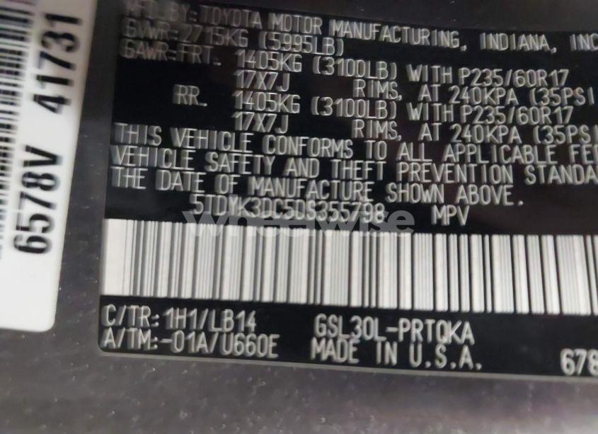 Photo 9 of 2013 Toyota Sienna XLE V6 8 PASSENGER (VIN 5TDYK3DC5DS355798)