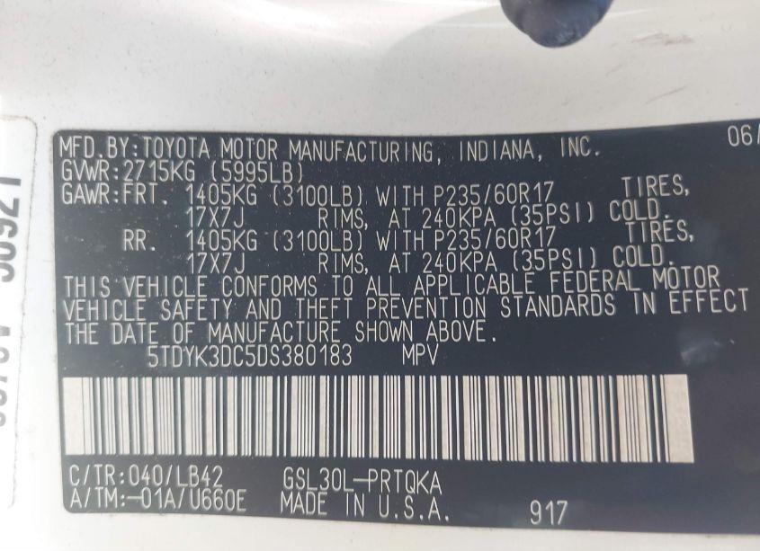 Photo 9 of 2013 Toyota Sienna XLE V6 8 PASSENGER (VIN 5TDYK3DC5DS380183)