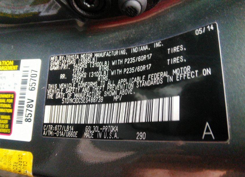 Photo 9 of 2014 Toyota Sienna XLE V6 8 PASSENGER (VIN 5TDYK3DC5ES488739)