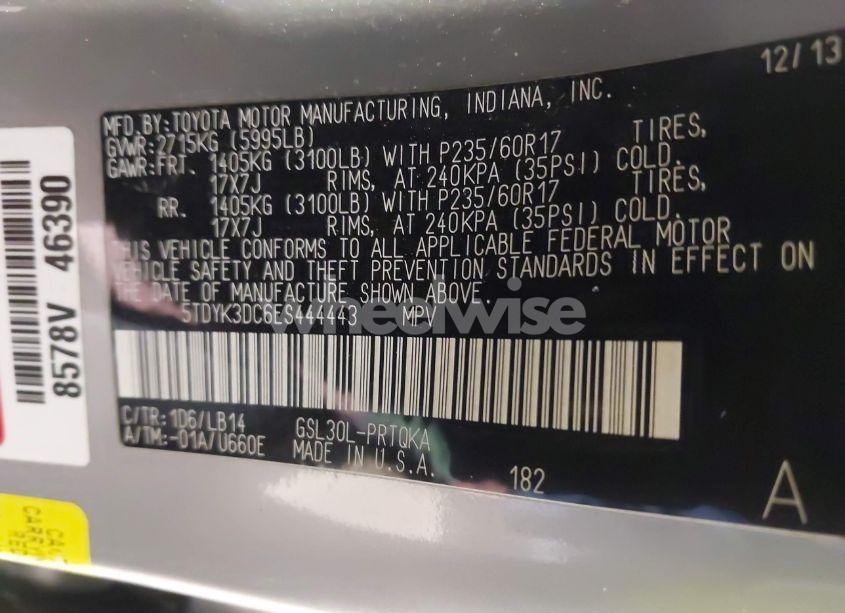 Photo 9 of 2014 Toyota Sienna XLE V6 8 PASSENGER (VIN 5TDYK3DC6ES444443)