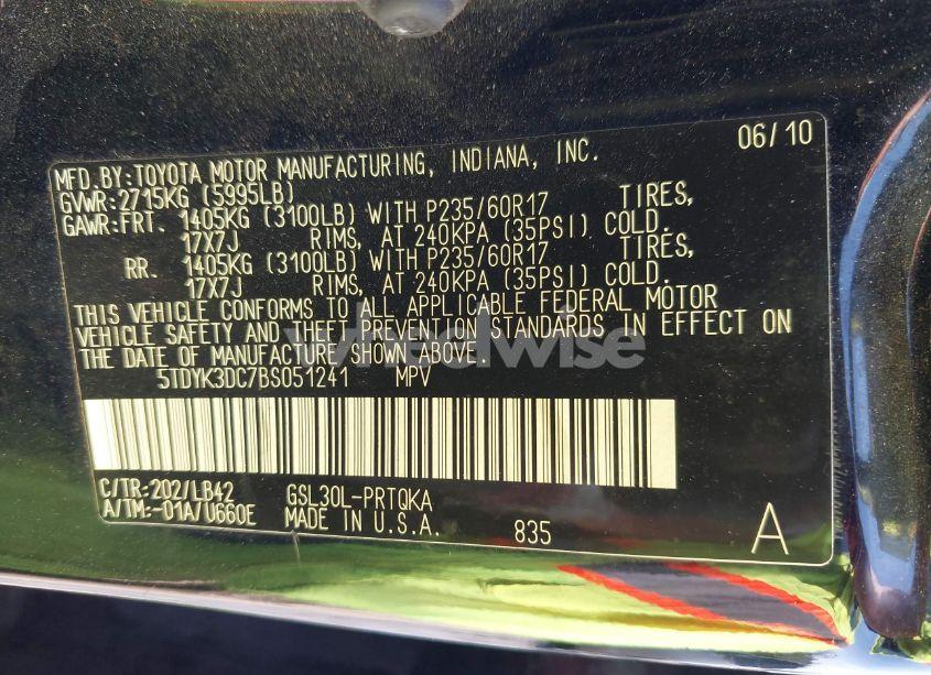 Photo 9 of 2011 Toyota Sienna XLE V6 (VIN 5TDYK3DC7BS051241)