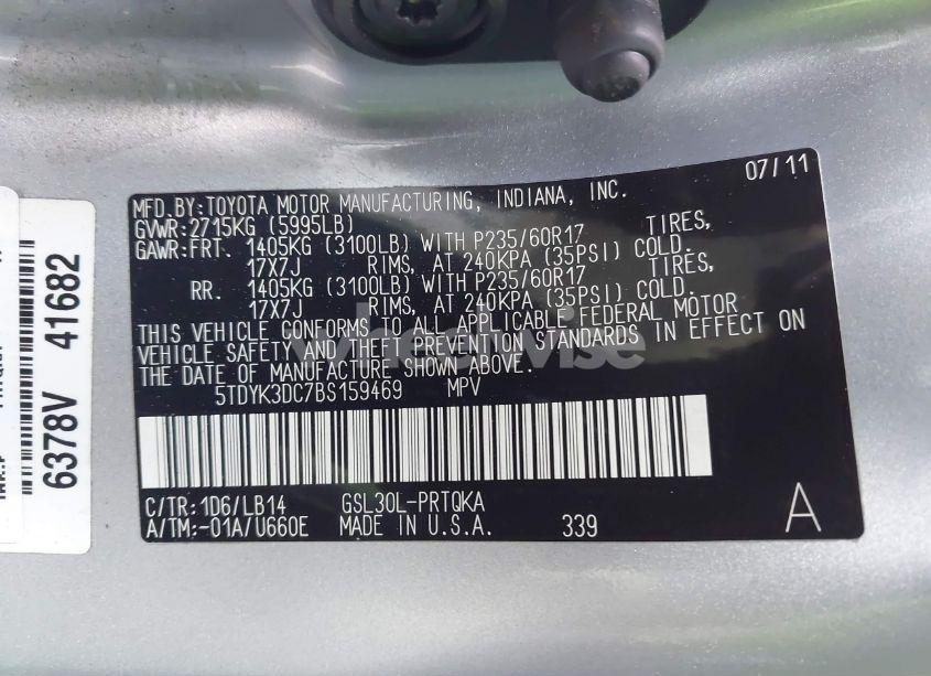 Photo 9 of 2011 Toyota Sienna XLE V6 (VIN 5TDYK3DC7BS159469)