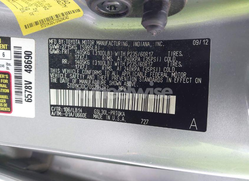 Photo 9 of 2013 Toyota Sienna XLE/LIMITED (VIN 5TDYK3DC7DS294342)