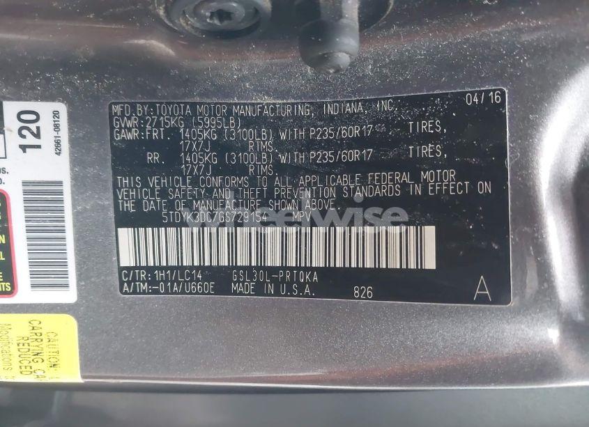 Photo 9 of 2016 Toyota Sienna XLE/LIMITED (VIN 5TDYK3DC7GS729154)