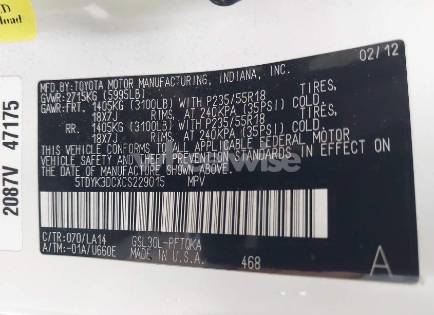 Photo 9 of 2012 Toyota Sienna XLE/LIMITED (VIN 5TDYK3DCXCS229015)