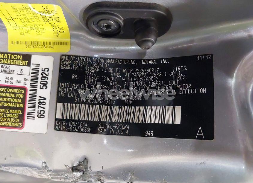 Photo 9 of 2013 Toyota Sienna XLE V6 8 PASSENGER (VIN 5TDYK3DCXDS313143)