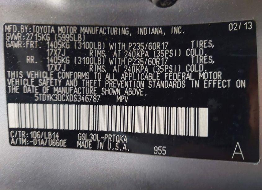 Photo 9 of 2013 Toyota Sienna XLE V6 8 PASSENGER (VIN 5TDYK3DCXDS346787)