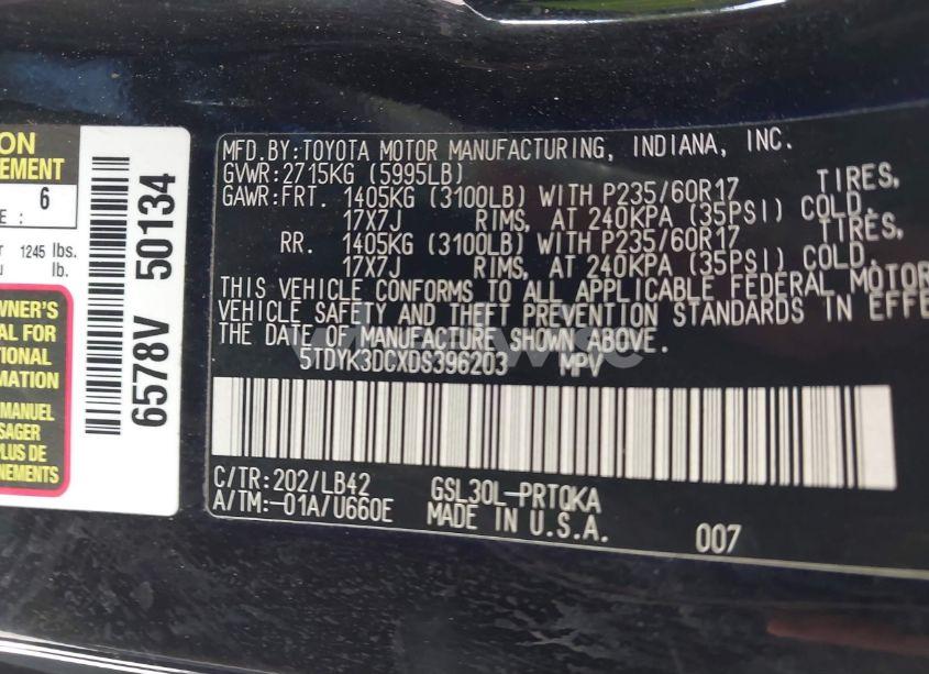 Photo 9 of 2013 Toyota Sienna XLE V6 8 PASSENGER (VIN 5TDYK3DCXDS396203)