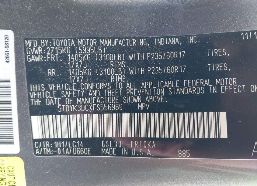 Photo 9 of 2015 Toyota Sienna XLE/LIMITED (VIN 5TDYK3DCXFS556969)
