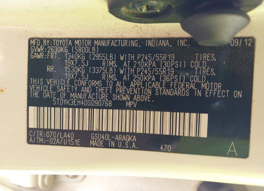 Photo 9 of 2013 Toyota Highlander LIMITED V6 (VIN 5TDYK3EH4DS090768)