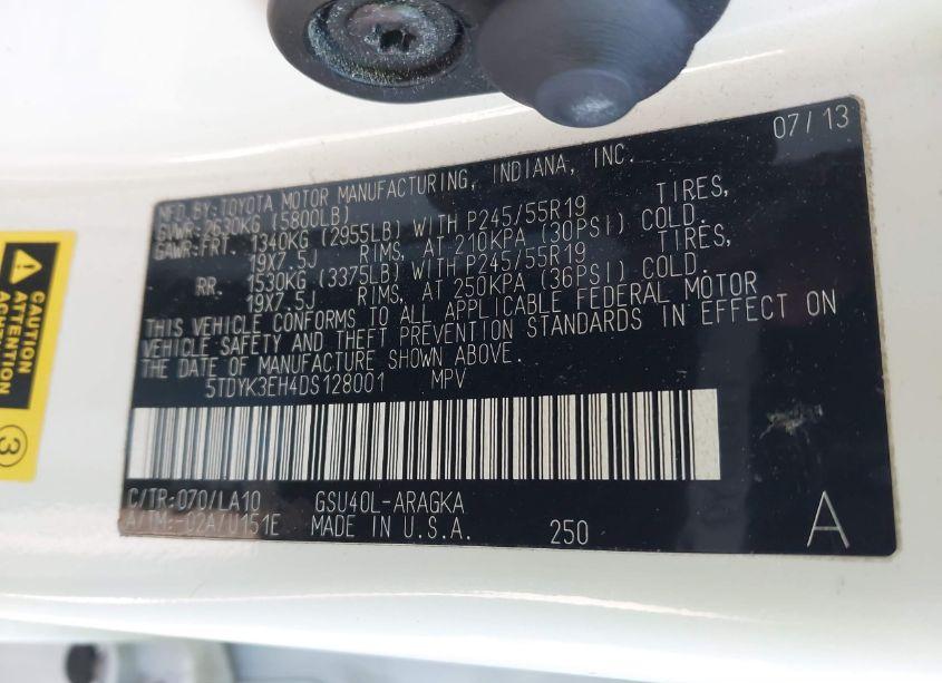 Photo 9 of 2013 Toyota Highlander LIMITED V6 (VIN 5TDYK3EH4DS128001)