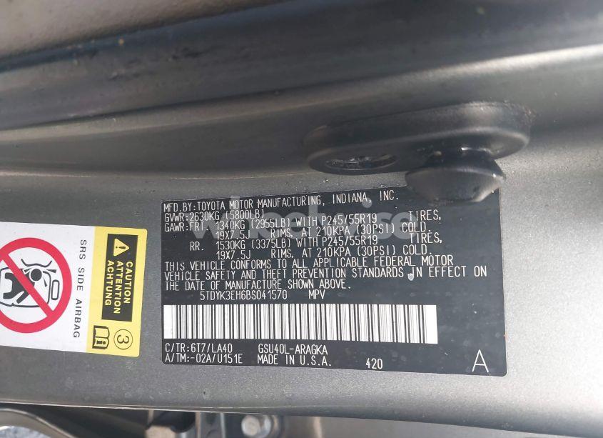 Photo 9 of 2011 Toyota Highlander LIMITED V6 (VIN 5TDYK3EH6BS041570)