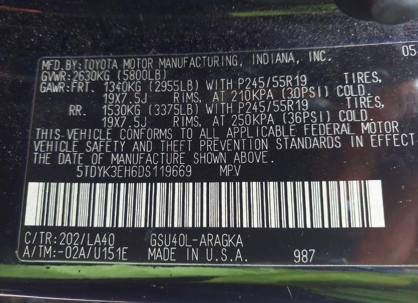 Photo 9 of 2013 Toyota Highlander LIMITED V6 (VIN 5TDYK3EH6DS119669)