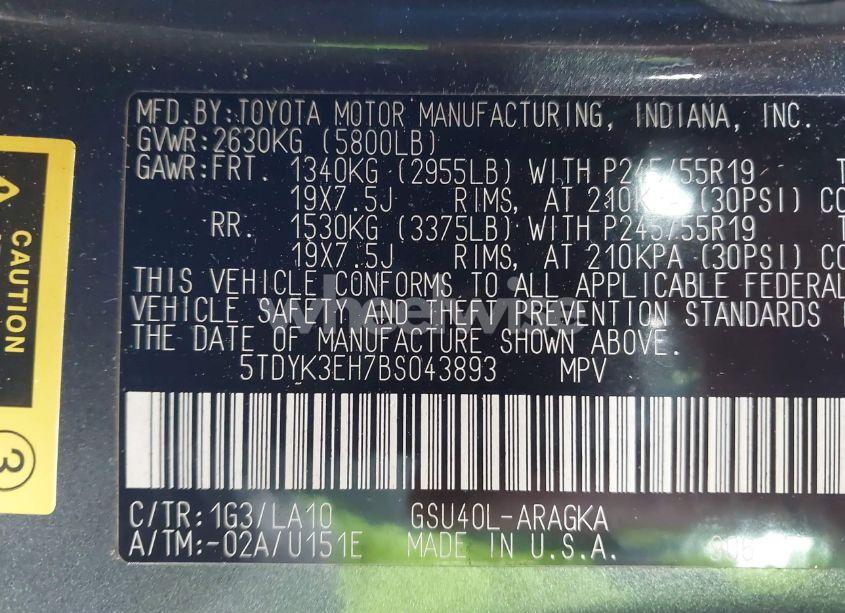 Photo 9 of 2011 Toyota Highlander LIMITED V6 (VIN 5TDYK3EH7BS043893)