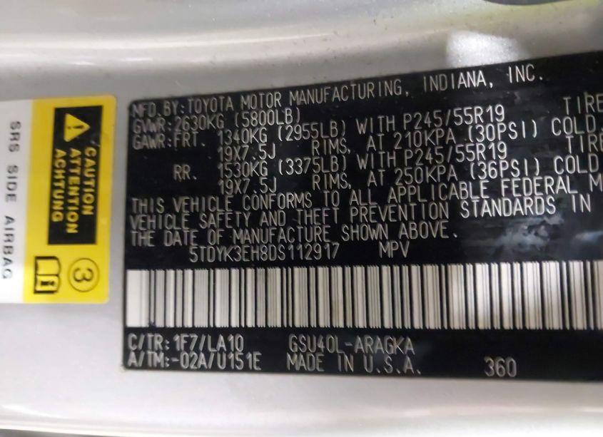 Photo 9 of 2013 Toyota Highlander LIMITED V6 (VIN 5TDYK3EH8DS112917)