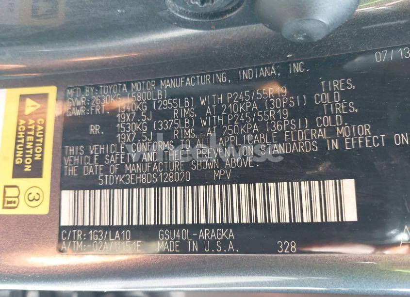 Photo 9 of 2013 Toyota Highlander LIMITED V6 (VIN 5TDYK3EH8DS128020)