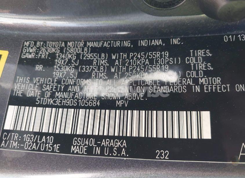 Photo 9 of 2013 Toyota Highlander LIMITED V6 (VIN 5TDYK3EH9DS105684)