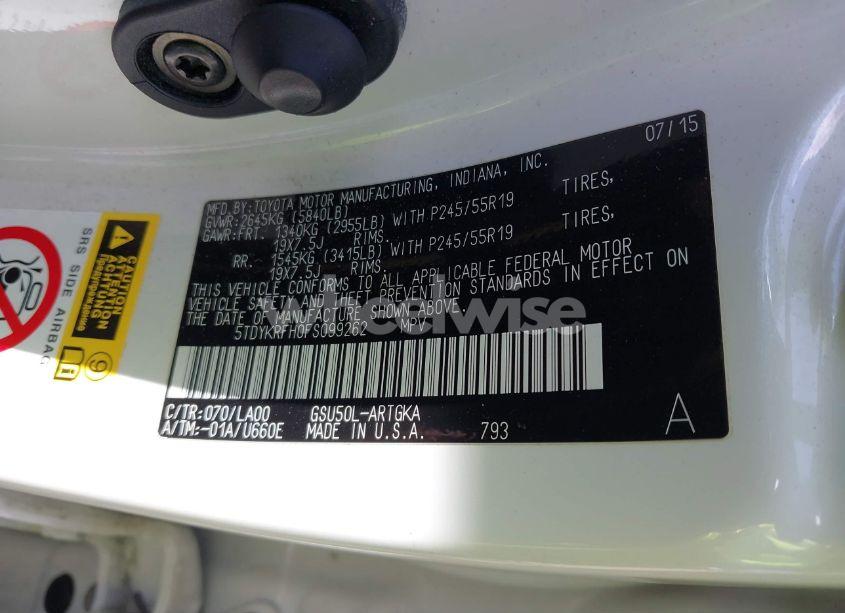 Photo 9 of 2015 Toyota Highlander LIMITED V6 (VIN 5TDYKRFH0FS099262)