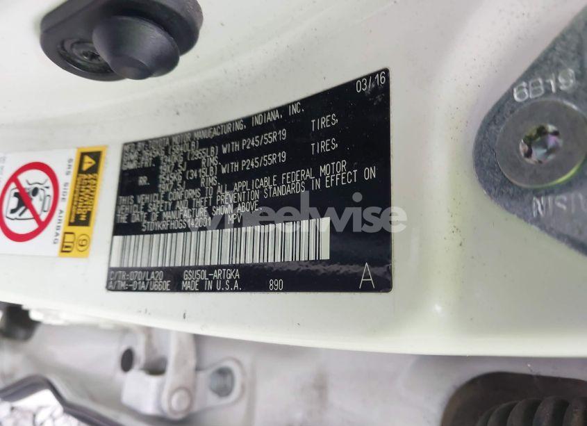 Photo 9 of 2016 Toyota Highlander LIMITED V6 (VIN 5TDYKRFH0GS142001)