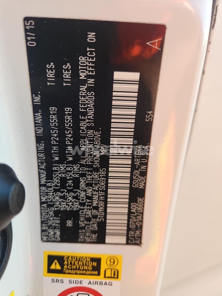 Photo 13 of 2015 TOYOTA HIGHLANDER LIMITED (VIN 5TDYKRFH1FS069185)