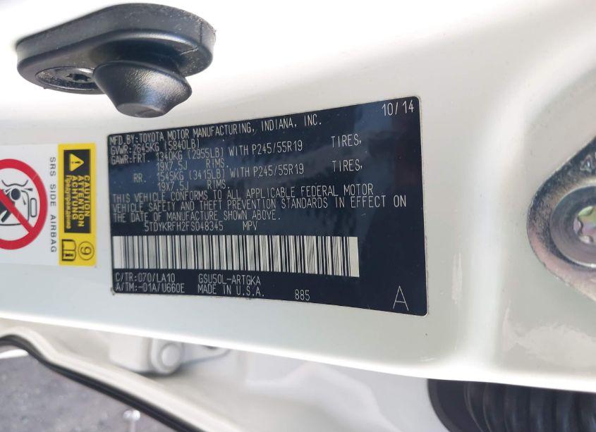 Photo 9 of 2015 Toyota Highlander LIMITED V6 (VIN 5TDYKRFH2FS048345)