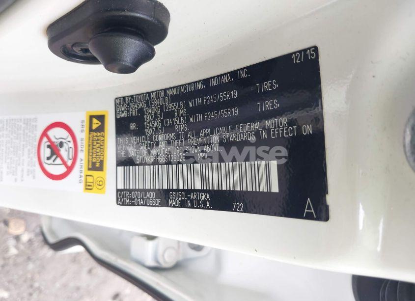 Photo 9 of 2016 Toyota Highlander LIMITED V6 (VIN 5TDYKRFH6GS129026)