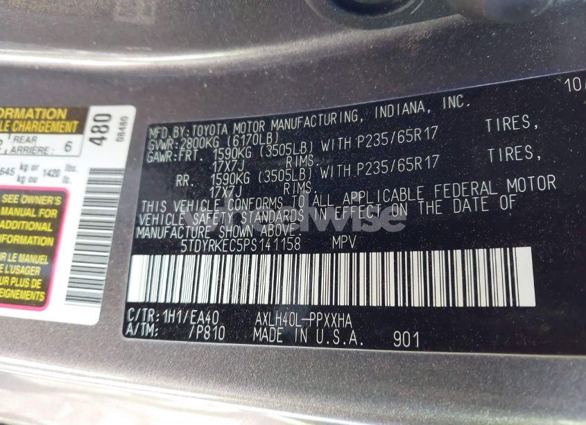 Photo 9 of 2023 Toyota Sienna XLE (VIN 5TDYRKEC5PS141158)