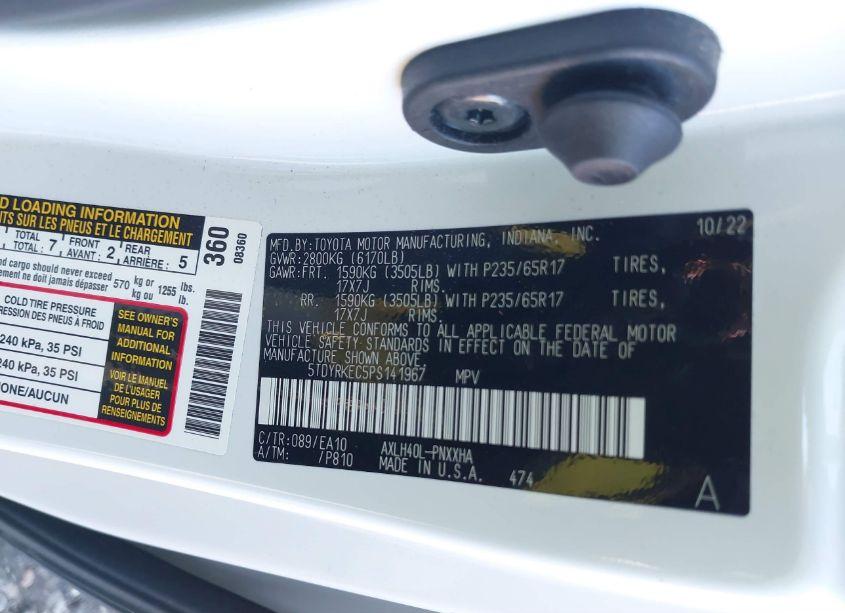 Photo 9 of 2023 Toyota Sienna XLE (VIN 5TDYRKEC5PS141967)