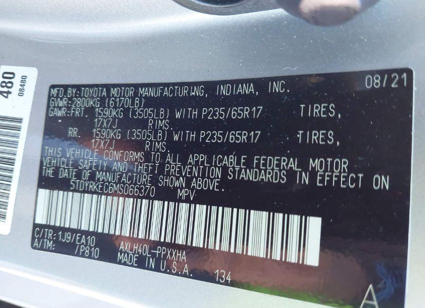 Photo 9 of 2021 Toyota Sienna XLE (VIN 5TDYRKEC6MS066370)
