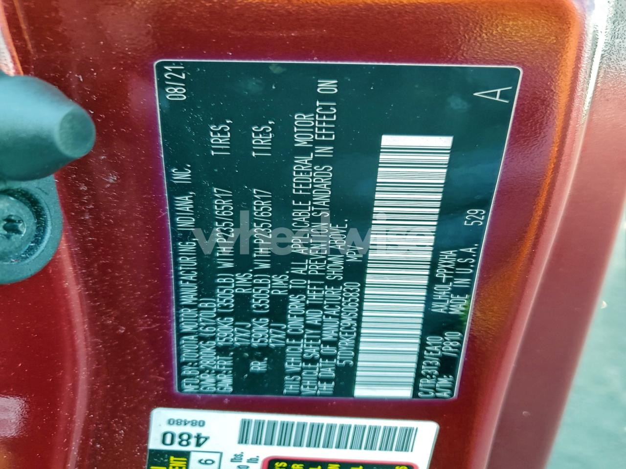 Photo 13 of 2021 TOYOTA SIENNA XLE (VIN 5TDYRKEC9MS065830)