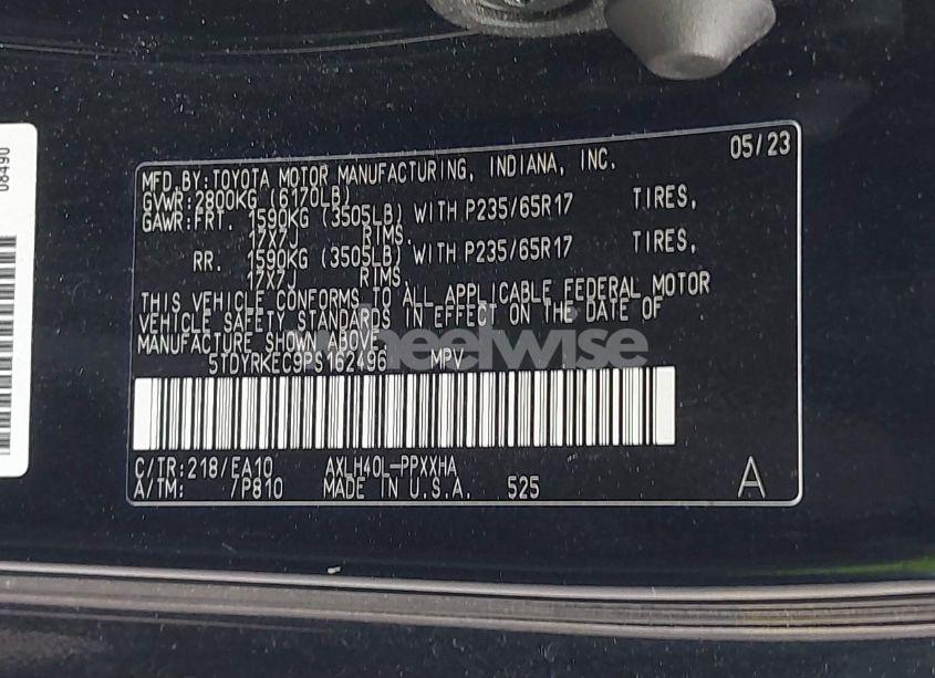 Photo 9 of 2023 Toyota Sienna XLE (VIN 5TDYRKEC9PS162496)