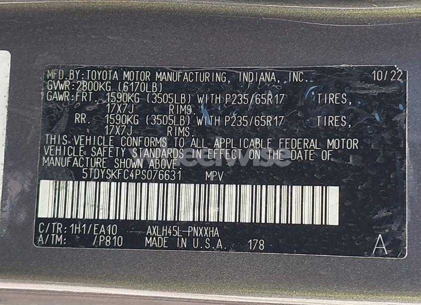 Photo 9 of 2023 Toyota Sienna XLE (VIN 5TDYSKFC4PS076631)