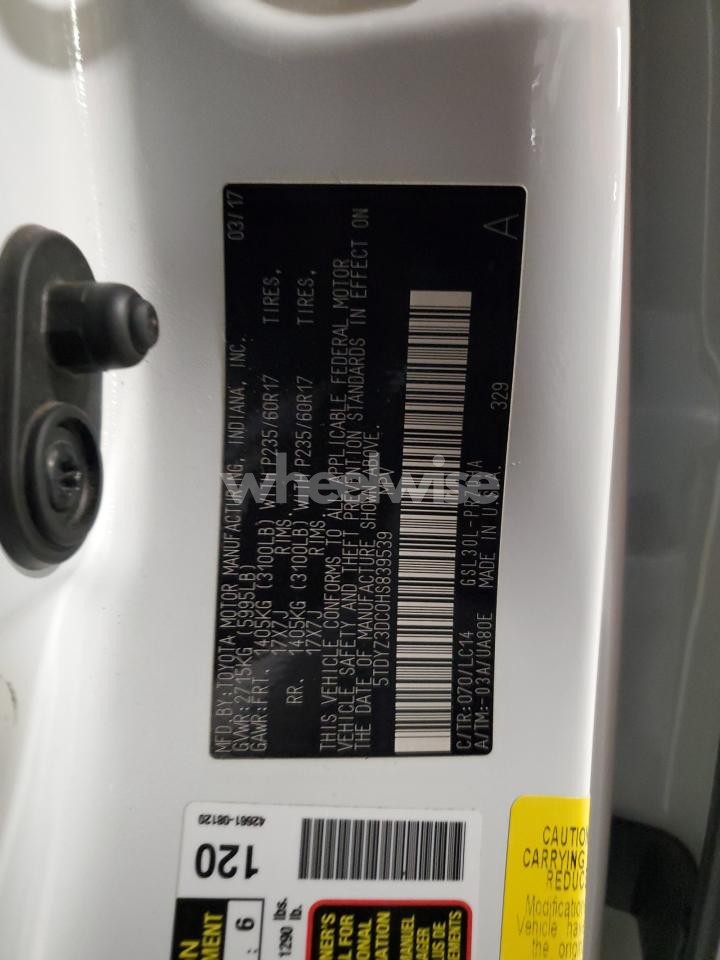 Photo 13 of 2017 TOYOTA SIENNA XLE (VIN 5TDYZ3DC0HS839539)