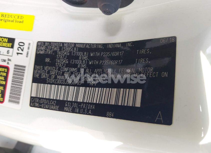 Photo 9 of 2018 Toyota Sienna XLE PREMIUM 8 PASSENGER (VIN 5TDYZ3DC0JS956785)