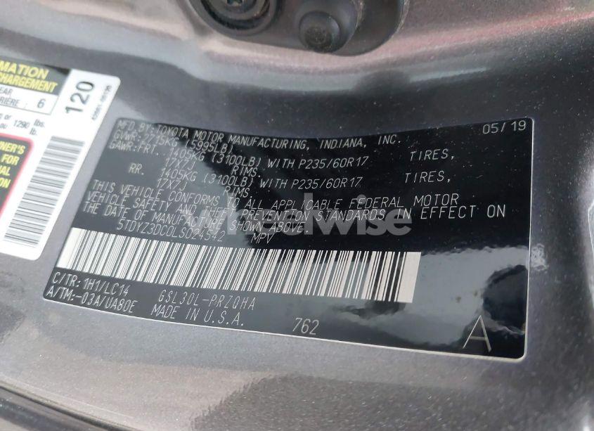 Photo 9 of 2020 Toyota Sienna XLE PREMIUM (VIN 5TDYZ3DC0LS024542)