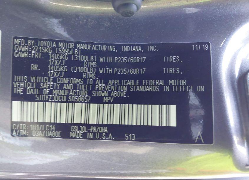 Photo 9 of 2020 Toyota Sienna XLE (VIN 5TDYZ3DC0LS058657)