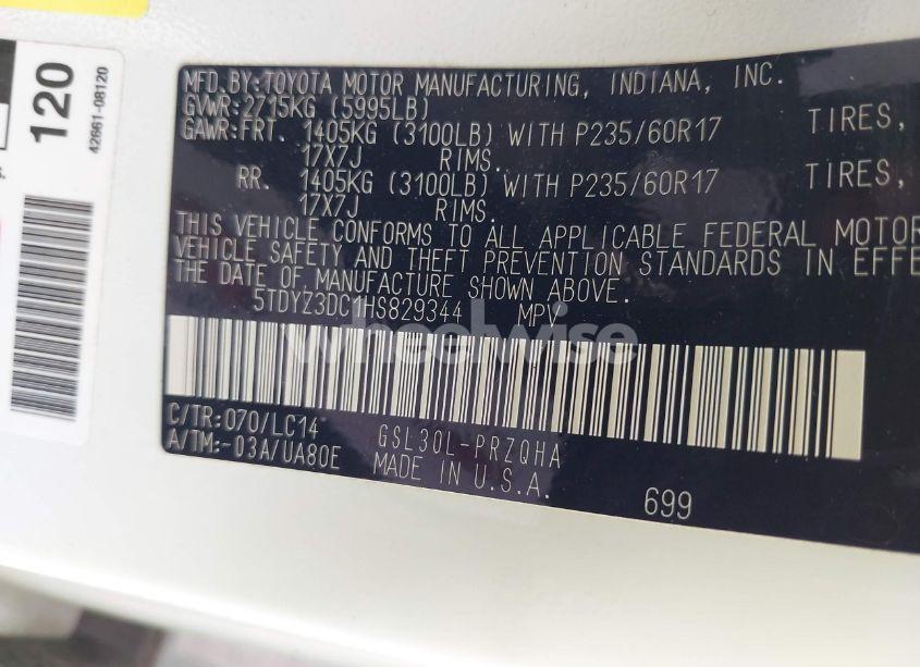 Photo 9 of 2017 Toyota Sienna XLE PREMIUM 8 PASSENGER (VIN 5TDYZ3DC1HS829344)