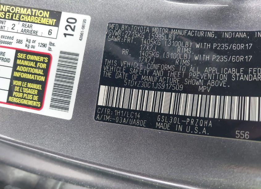 Photo 9 of 2018 Toyota Sienna XLE 8 PASSENGER (VIN 5TDYZ3DC1JS917509)