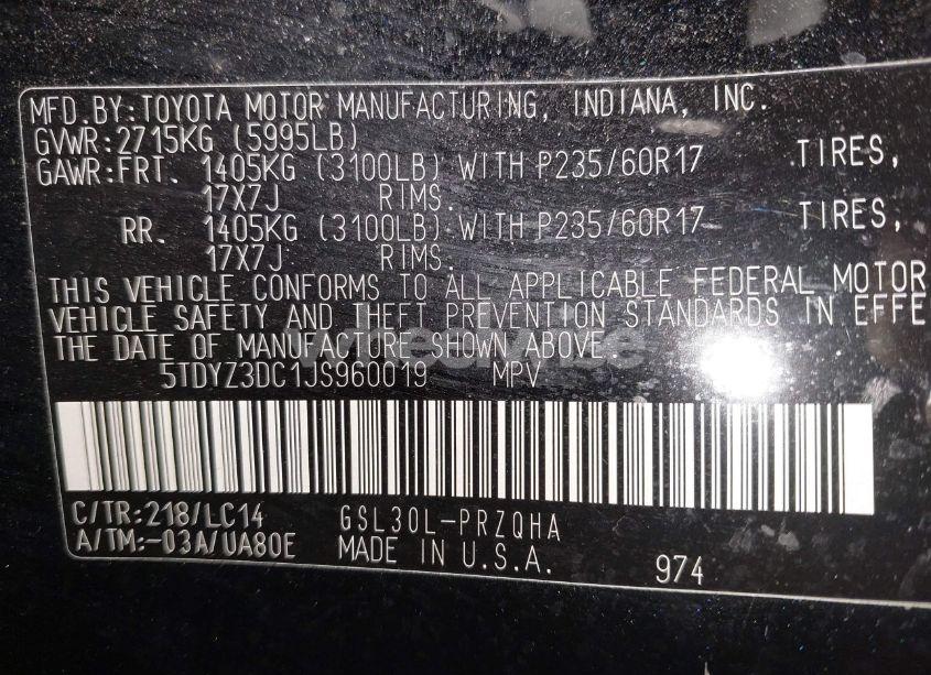 Photo 9 of 2018 Toyota Sienna XLE/XLE PREMIUM/LIMITED/LIMITED PREMIUM (VIN 5TDYZ3DC1JS960019)