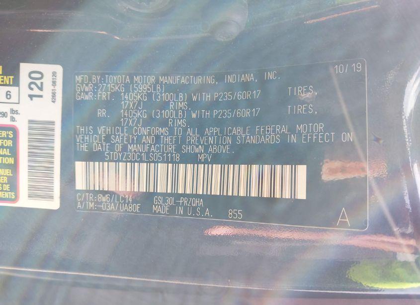 Photo 9 of 2020 Toyota Sienna XLE (VIN 5TDYZ3DC1LS051118)